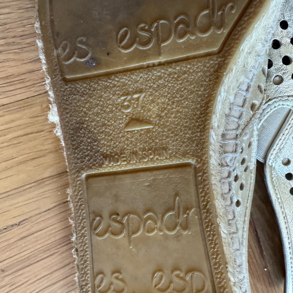 Loeffler Randall Rowan Gold Perforated Leather Espadrille Slip-Ons Size 37 - Picture 8 of 10